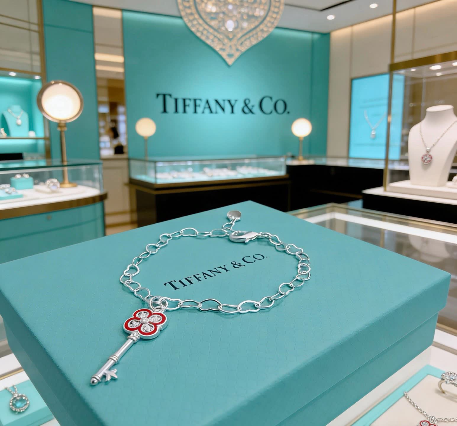 Tiffany & Co. Sterling Silver Key Charm Bracelet